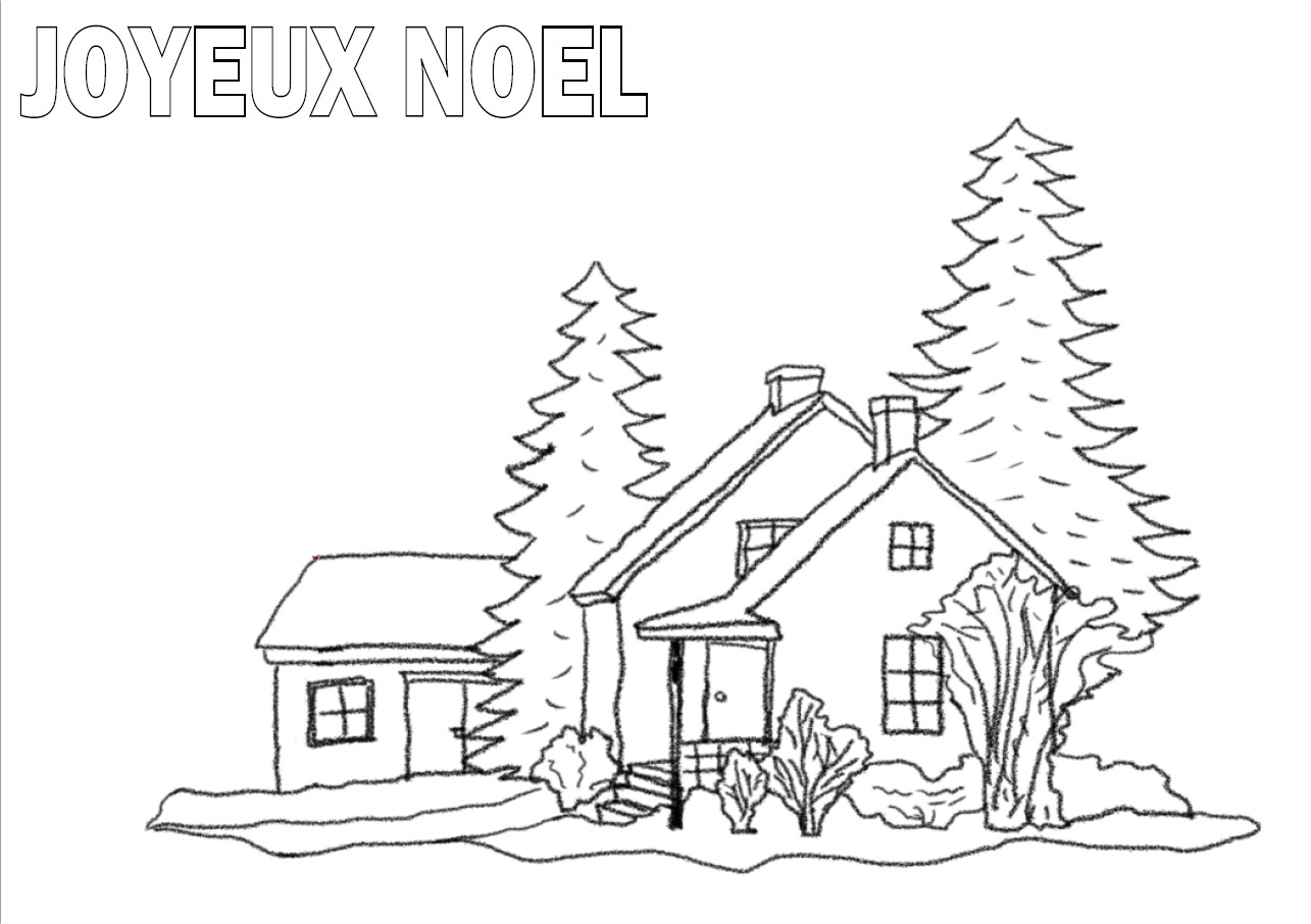 Coloriage Paysage noel