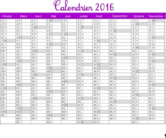 Calendrier 2016 mauve